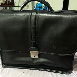 Black Leather Briefcase for Men